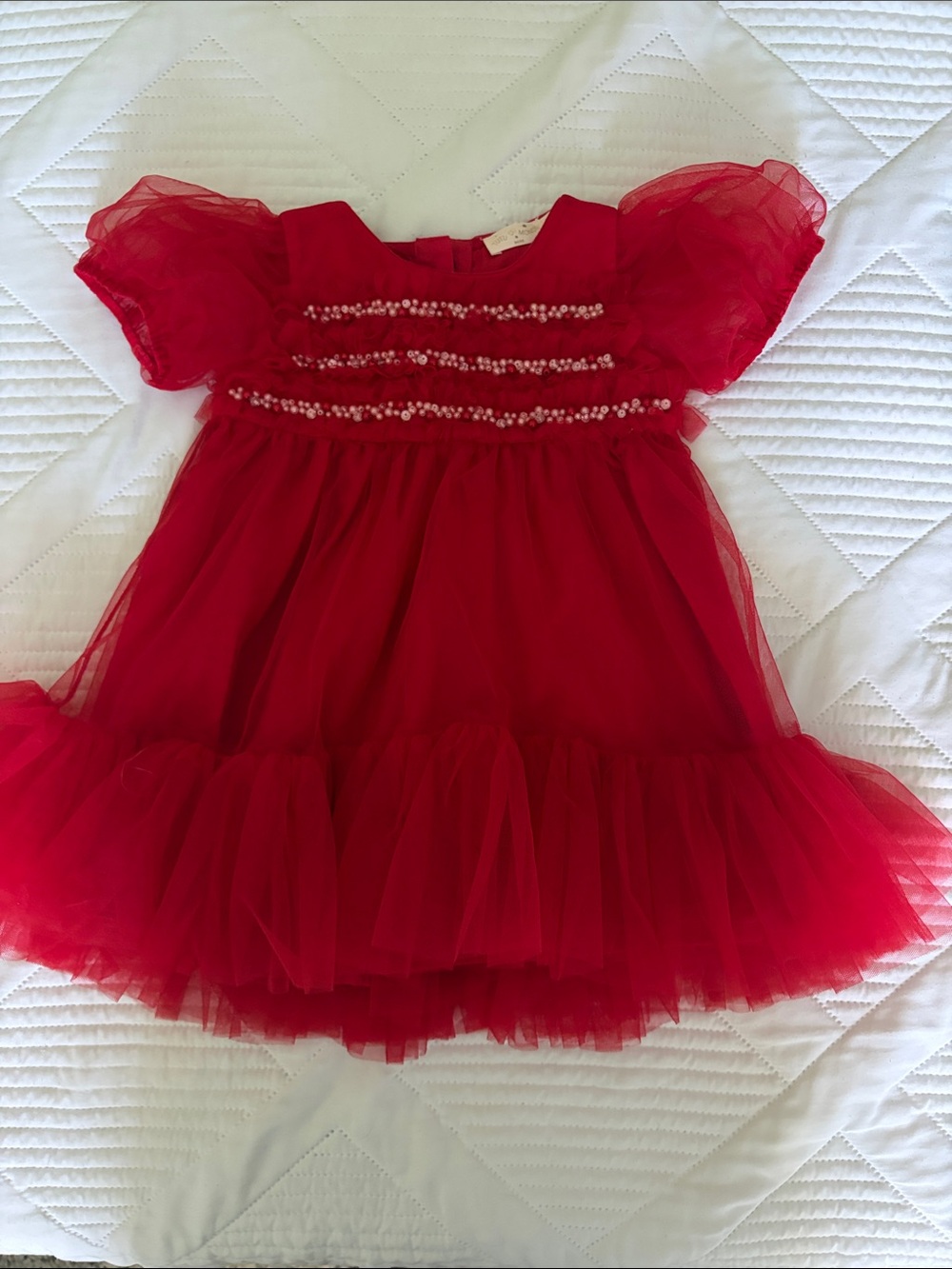 Tutu Du Monde Red Tulle Dress with Beaded Bodice